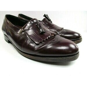 Florsheim Mens Kilted Tassel Burgundy Loafers US Size 10 EEE missing tassel